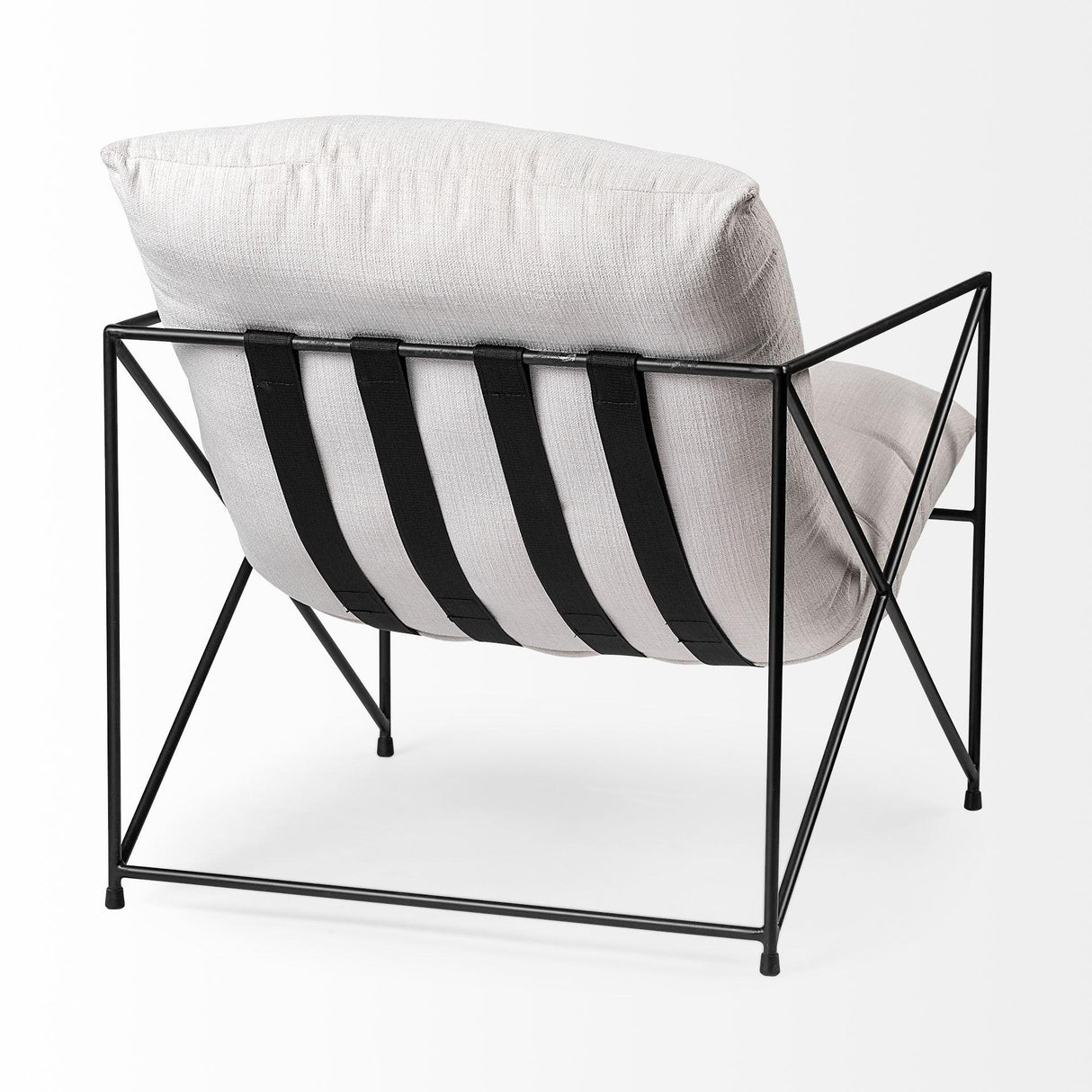 Mercana Leonidas 28.5L x 29.5W x 34.0H Cream Upholstered Padded Seat and Black Metal Frame Accent Chair