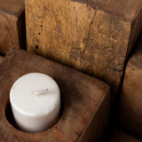 Mercana Cassius Light Brown Nine Wood Block Table Candle Holder