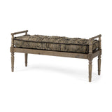 Mercana Fullerton II 57L x 21W Jute Patterned Top W/Brown Wood Base Accent Bench