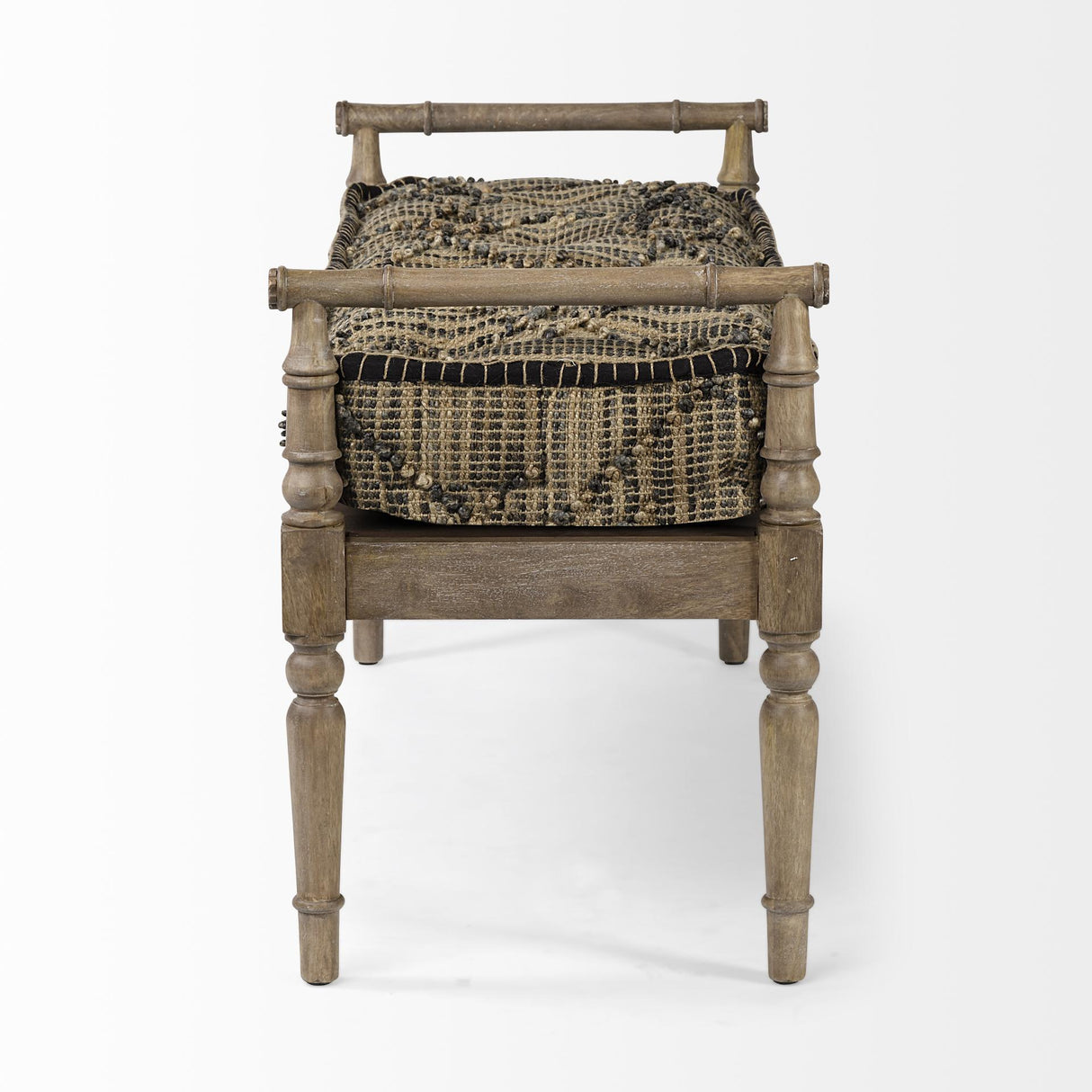 Mercana Fullerton II 57L x 21W Jute Patterned Top W/Brown Wood Base Accent Bench
