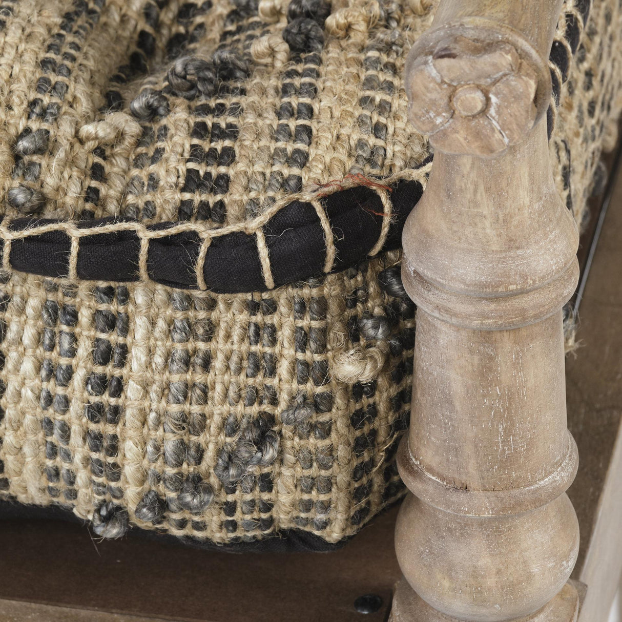Mercana Fullerton II 57L x 21W Jute Patterned Top W/Brown Wood Base Accent Bench