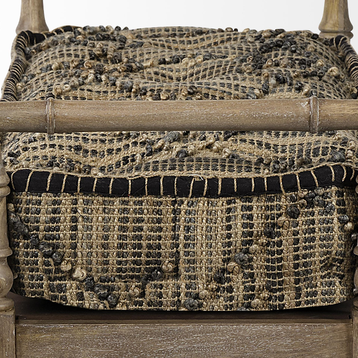 Mercana Fullerton II 57L x 21W Jute Patterned Top W/Brown Wood Base Accent Bench