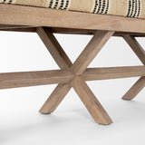 Mercana Solis 50L x 16W Brown Base Upholstered Beige/Black Stripe Seat Accent Bench