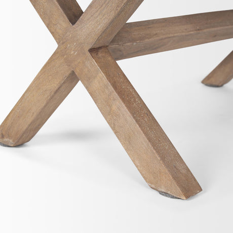 Mercana Solis 50L x 16W Brown Base Upholstered Beige/Black Stripe Seat Accent Bench