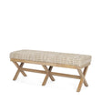 Mercana Solis II 50L x 16W Brown Base Beige Woven Leather Cushion Accent Bench