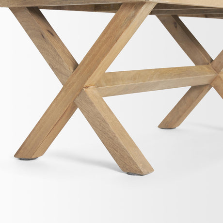 Mercana Solis II 50L x 16W Brown Base Beige Woven Leather Cushion Accent Bench