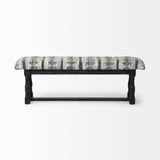 Mercana Denison II 56L x 15W Black Wood Base Woven-Leather Cushion Top Accent Bench