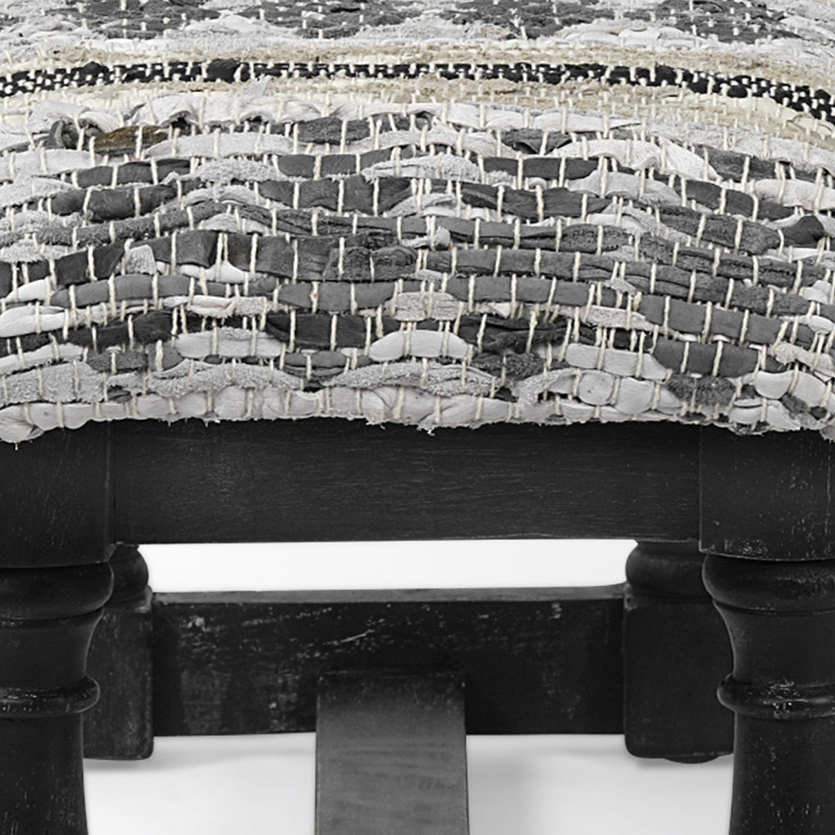 Mercana Denison II 56L x 15W Black Wood Base Woven-Leather Cushion Top Accent Bench