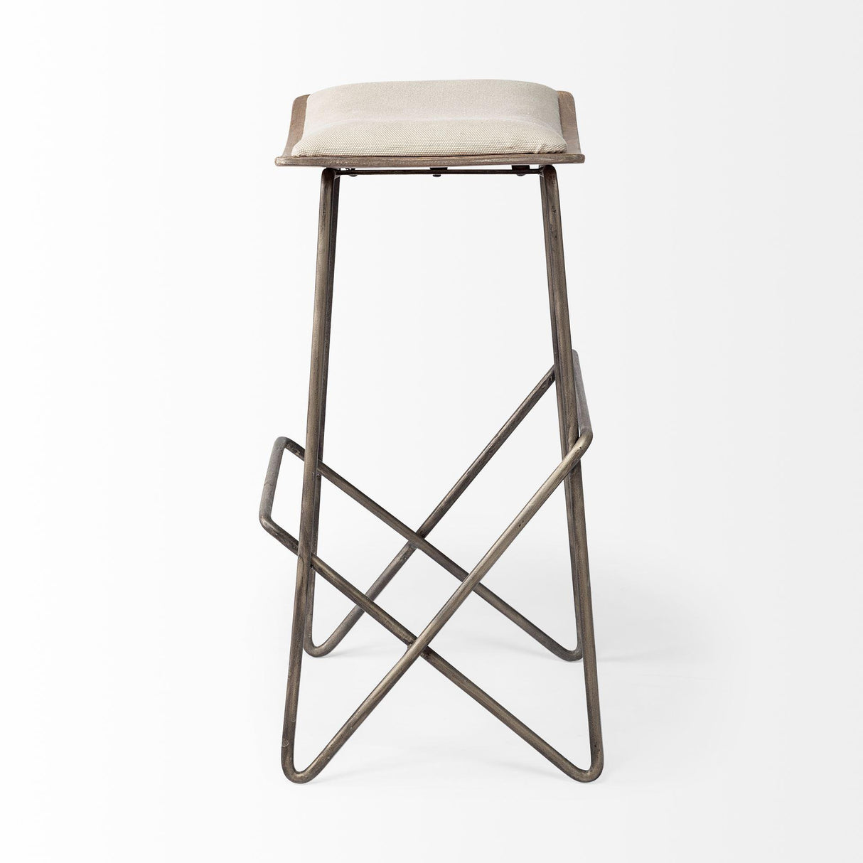 Mercana Katniss 26" Total Height Cream Fabric Seat Gold Metal Frame Counter Stool