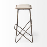Mercana Katniss 26" Total Height Cream Fabric Seat Gold Metal Frame Counter Stool