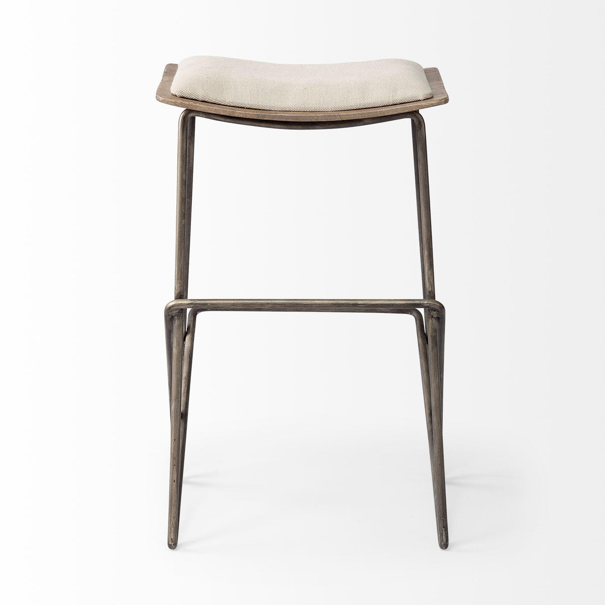 Mercana Katniss 26" Total Height Cream Fabric Seat Gold Metal Frame Counter Stool