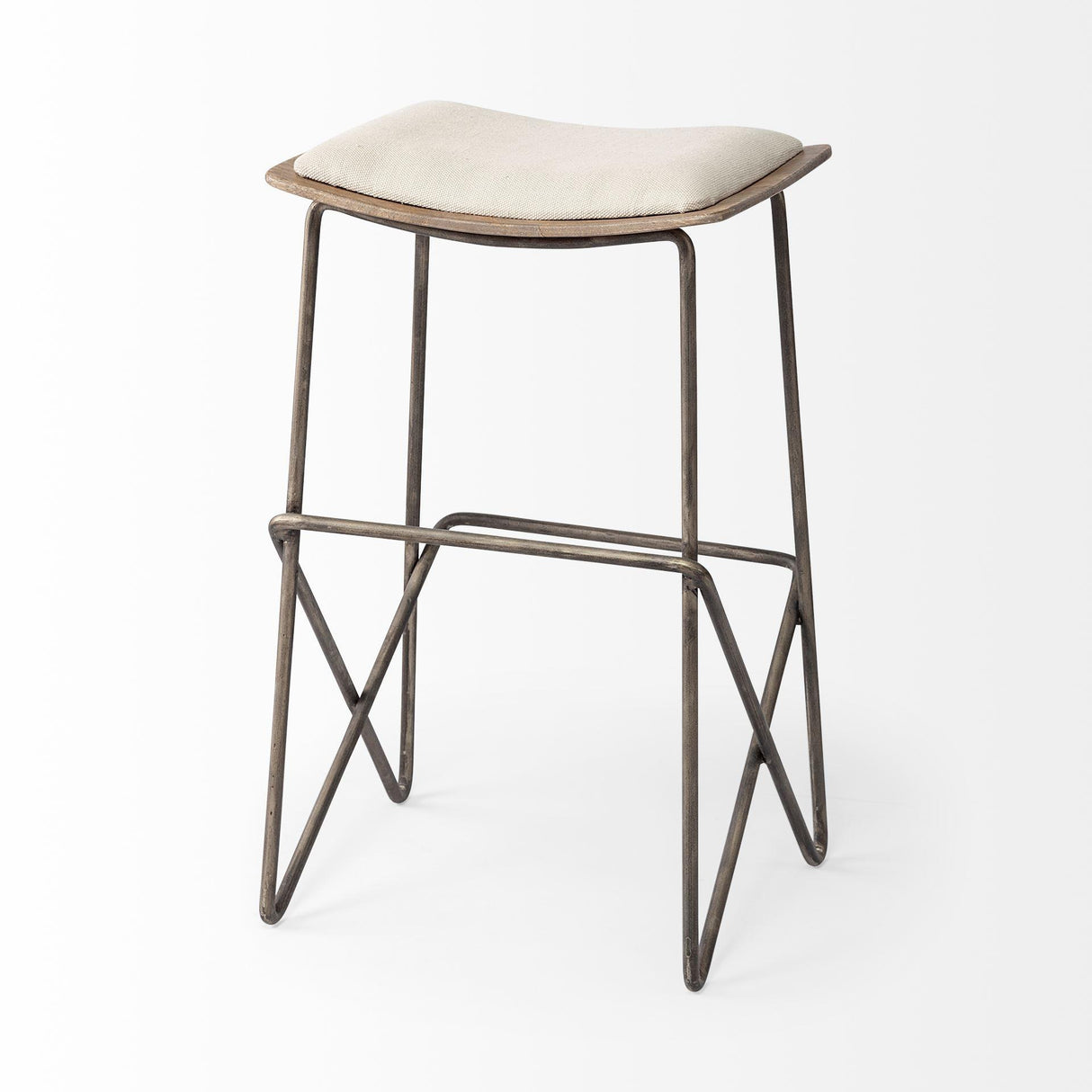 Mercana Katniss 26" Total Height Cream Fabric Seat Gold Metal Frame Counter Stool