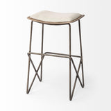 Mercana Katniss 26" Total Height Cream Fabric Seat Gold Metal Frame Counter Stool