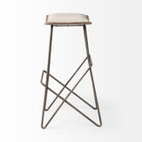 Mercana Katniss 30" Total Height Cream Fabric Seat Gold Metal Frame Bar Stool