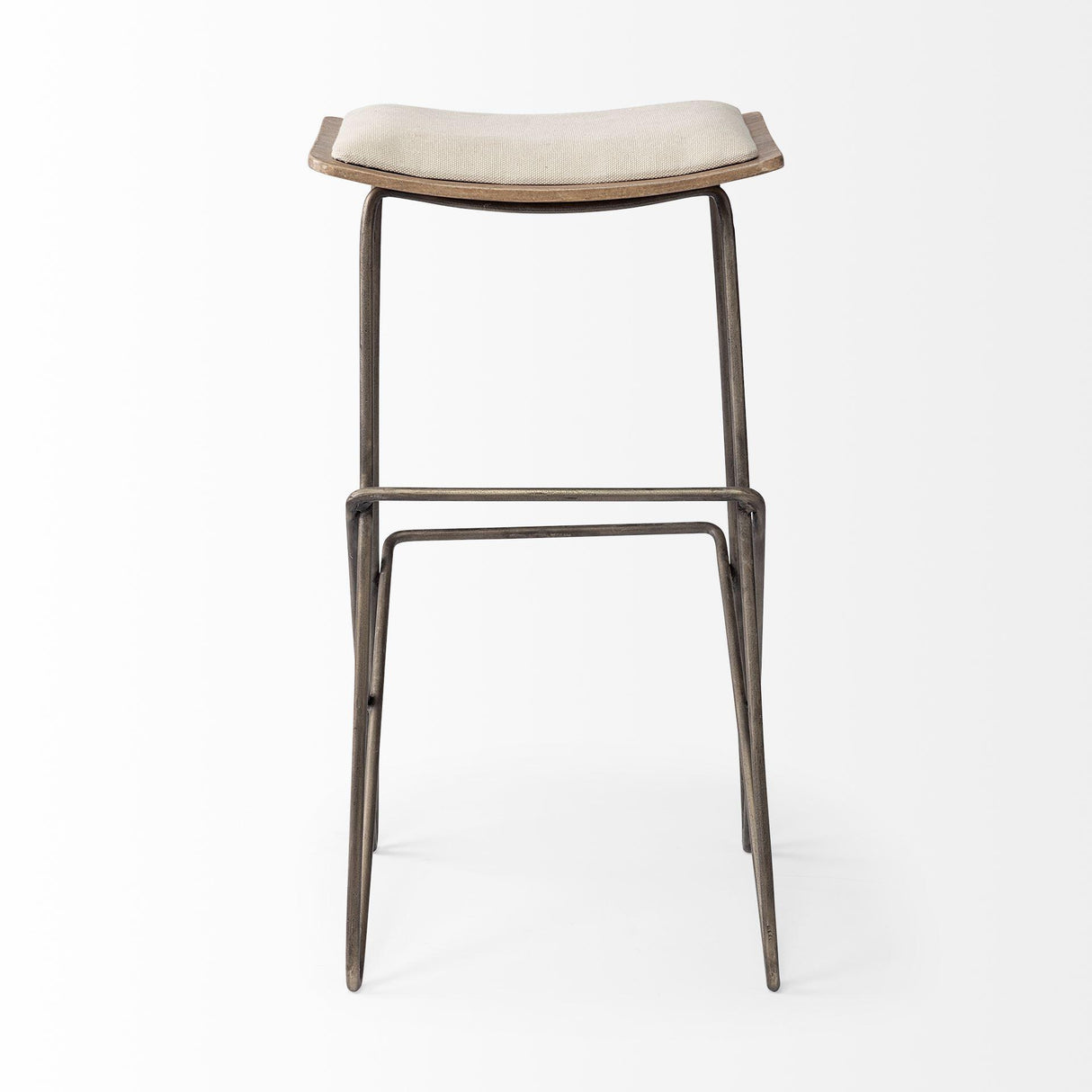 Mercana Katniss 30" Total Height Cream Fabric Seat Gold Metal Frame Bar Stool