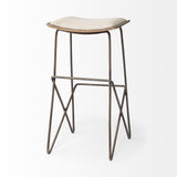 Mercana Katniss 30" Total Height Cream Fabric Seat Gold Metal Frame Bar Stool
