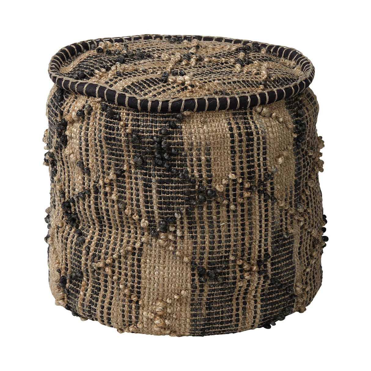 Mercana Riley Tan Jute Popcorn Stich Cylindrical Pouf