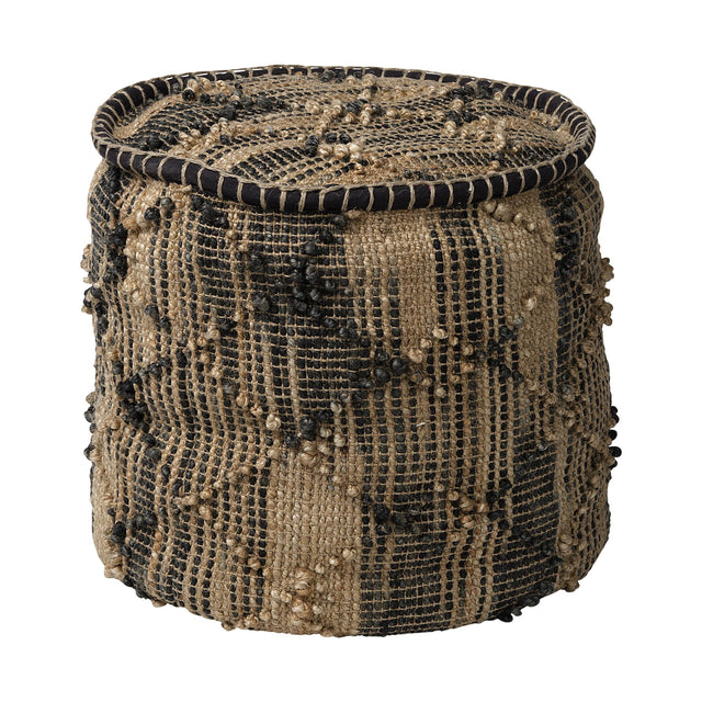 Mercana Riley Tan Jute Popcorn Stich Cylindrical Pouf