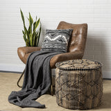 Mercana Riley Tan Jute Popcorn Stich Cylindrical Pouf