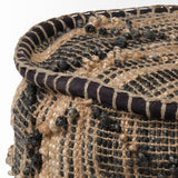 Mercana Riley Tan Jute Popcorn Stich Cylindrical Pouf