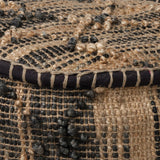 Mercana Riley Tan Jute Popcorn Stich Cylindrical Pouf