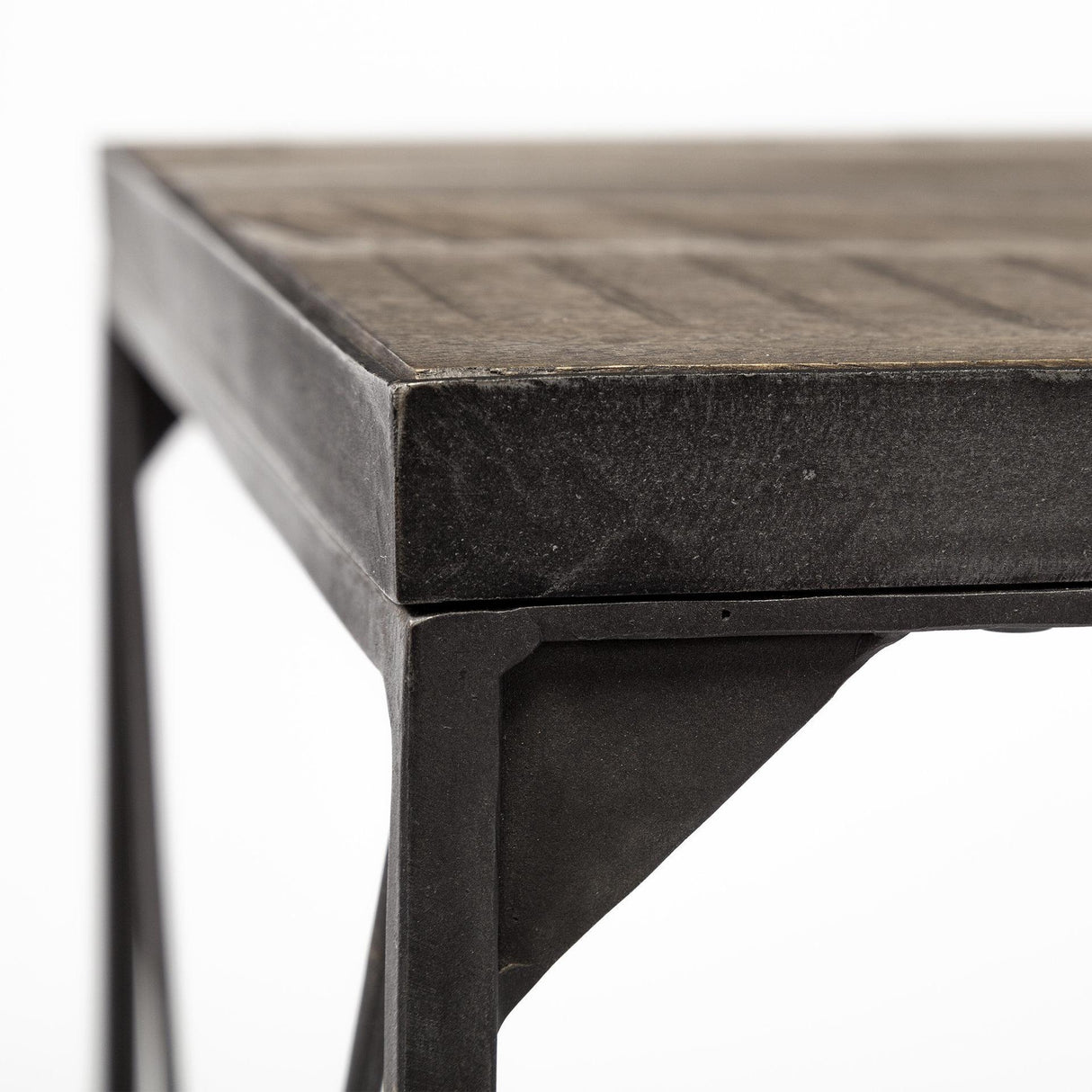Mercana Trestman II 24" x 22.5" Square Top Medium Brown Wood and Iron Cross Braced End/Side Table