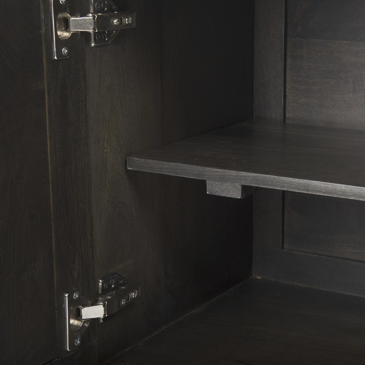 Mercana Darwin 80x17.5 Brown Solid Wood Gold Metal Base 4 Cabinet Door Sideboard