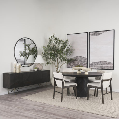 Mercana Darwin 80x17.5 Brown Solid Wood Gold Metal Base 4 Cabinet Door Sideboard