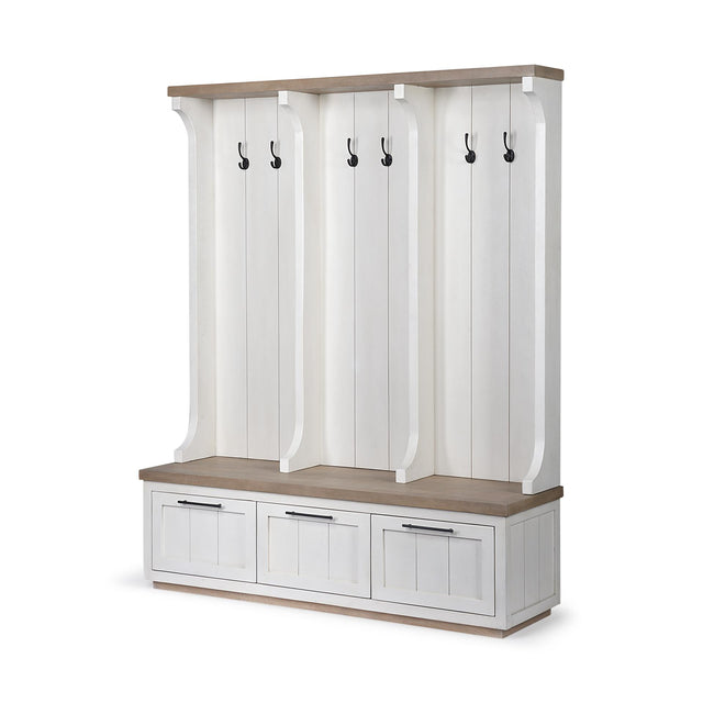 Mercana Fairview IV 61L x 17W White And Brown Wood With Storage Hall Tree