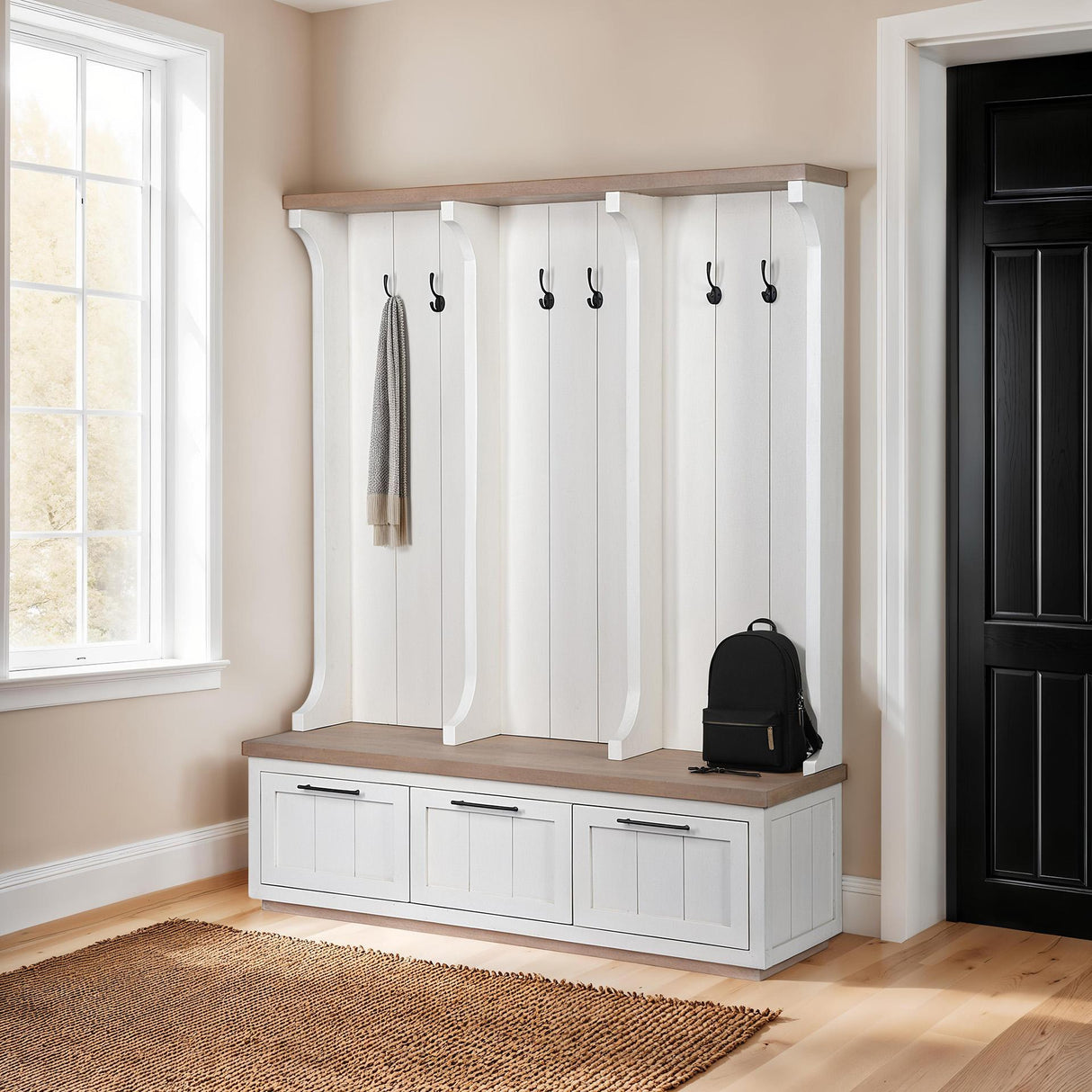 Mercana Fairview IV 61L x 17W White And Brown Wood With Storage Hall Tree