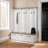 Mercana Fairview IV 61L x 17W White And Brown Wood With Storage Hall Tree