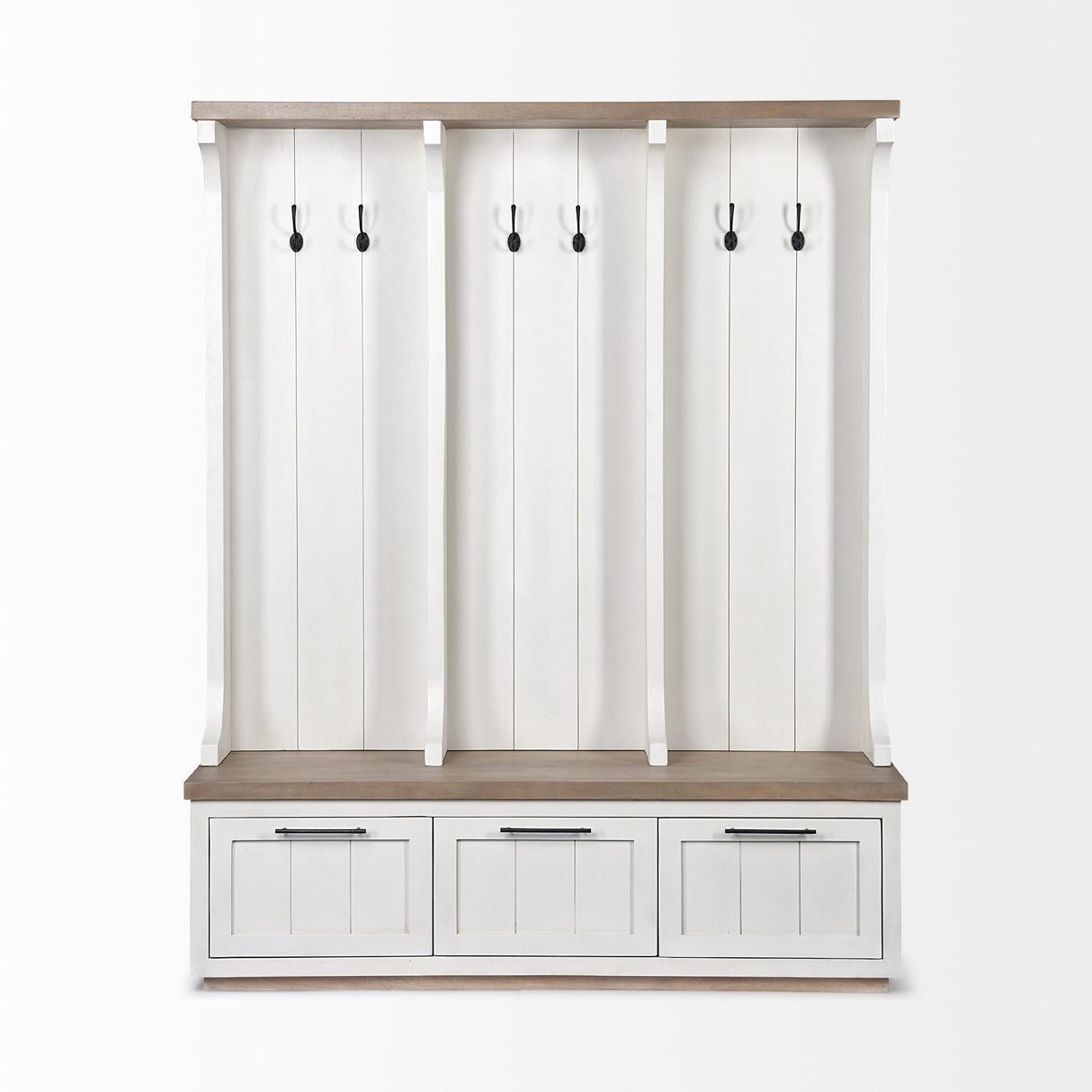 Mercana Fairview IV 61L x 17W White And Brown Wood With Storage Hall Tree