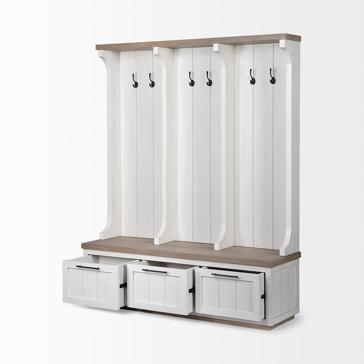 Mercana Fairview IV 61L x 17W White And Brown Wood With Storage Hall Tree