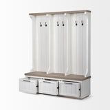 Mercana Fairview IV 61L x 17W White And Brown Wood With Storage Hall Tree