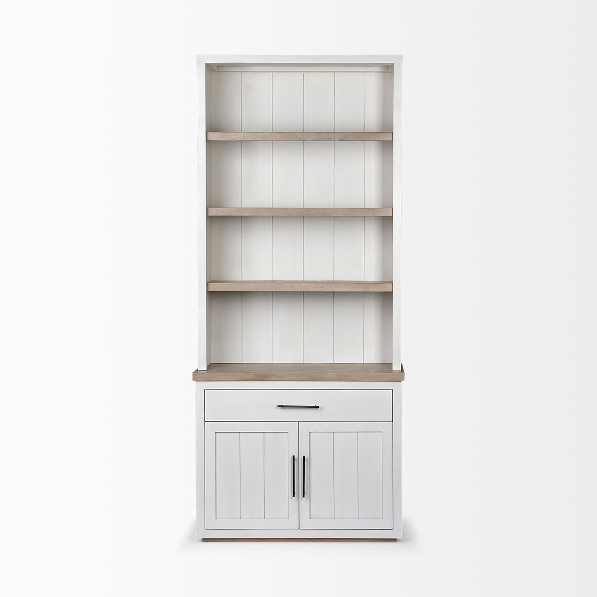 Mercana Fairview I White and Medium Brown Wood Three Shelf Shelving Unit