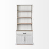 Mercana Fairview I White and Medium Brown Wood Three Shelf Shelving Unit