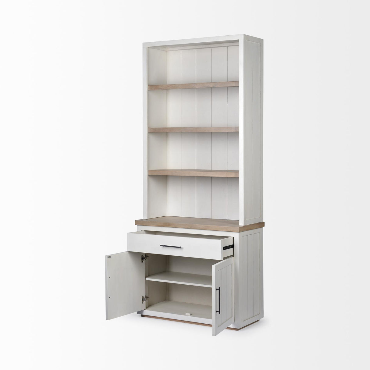 Mercana Fairview I White and Medium Brown Wood Three Shelf Shelving Unit