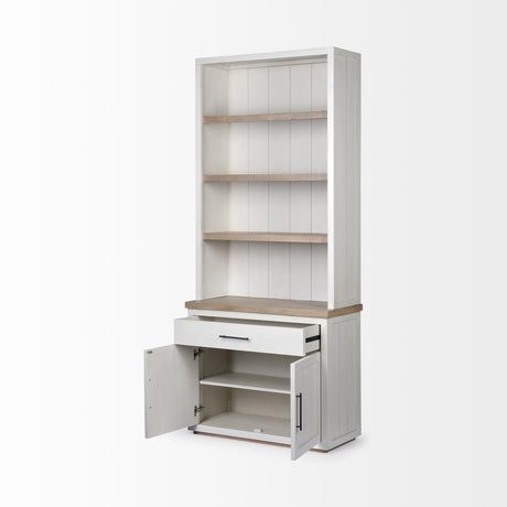 Mercana Fairview I White and Medium Brown Wood Three Shelf Shelving Unit