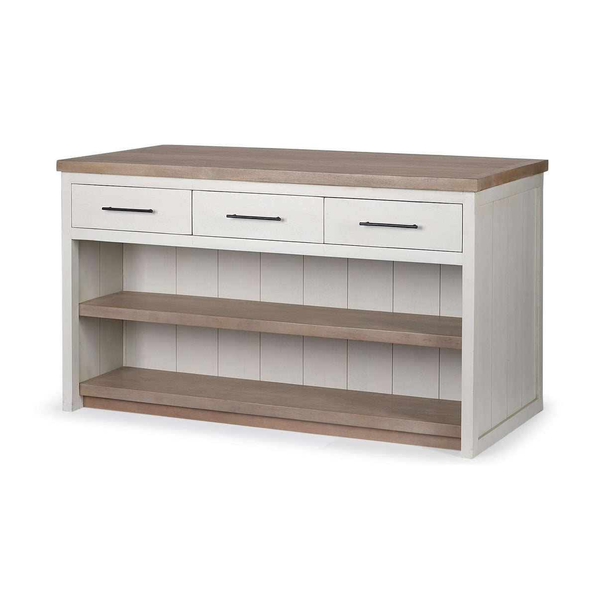 Mercana Fairview II White and Brown Two-Tone Stain Solid Wood Kitchen Island