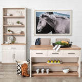 Mercana Fairview II White and Brown Two-Tone Stain Solid Wood Kitchen Island