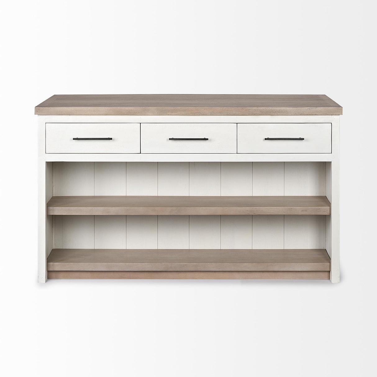 Mercana Fairview II White and Brown Two-Tone Stain Solid Wood Kitchen Island