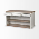 Mercana Fairview II White and Brown Two-Tone Stain Solid Wood Kitchen Island