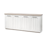 Mercana Fairview III Solid Wood Brown Top & White Frame 4 Cabinet Door Sideboard