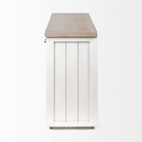 Mercana Fairview III Solid Wood Brown Top & White Frame 4 Cabinet Door Sideboard