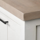 Mercana Fairview III Solid Wood Brown Top & White Frame 4 Cabinet Door Sideboard