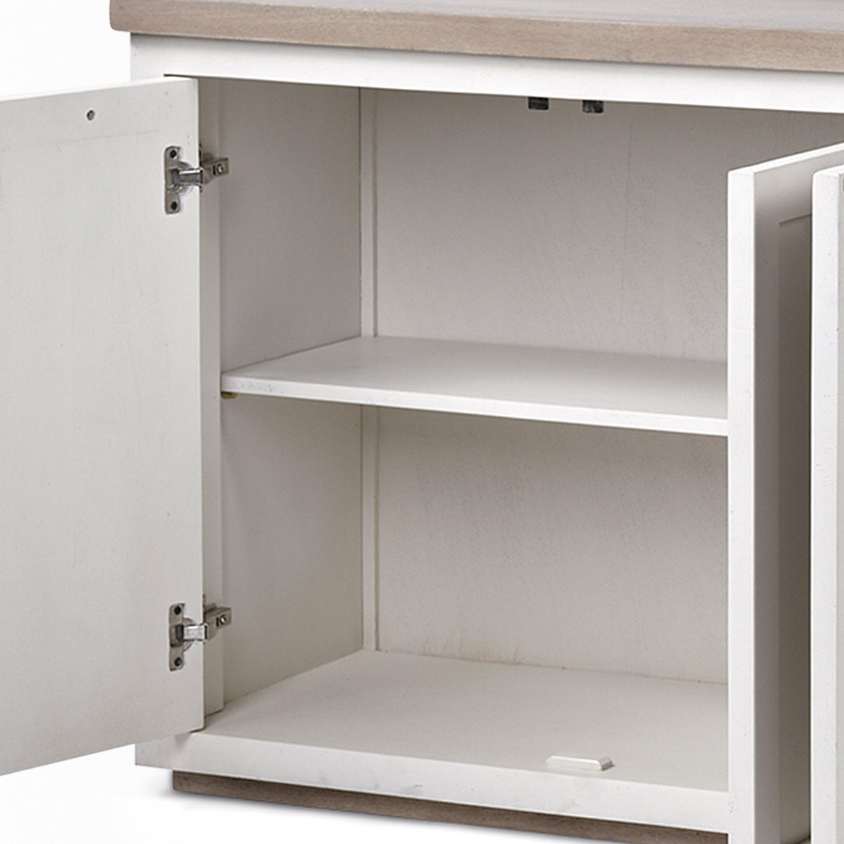 Mercana Fairview III Solid Wood Brown Top & White Frame 4 Cabinet Door Sideboard