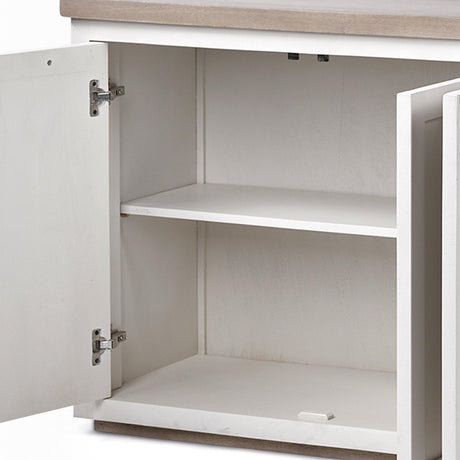 Mercana Fairview III Solid Wood Brown Top & White Frame 4 Cabinet Door Sideboard