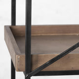 Mercana Trey IV 80L x 16W x 87.5H Medium Brown Wood and Iron Five Tray Shelf Shelving Unit