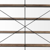 Mercana Trey IV 80L x 16W x 87.5H Medium Brown Wood and Iron Five Tray Shelf Shelving Unit