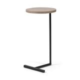 Mercana Ballatine 15L x 15W x 27H Brown Wood Round Top w/ Black Metal Base Accent Table